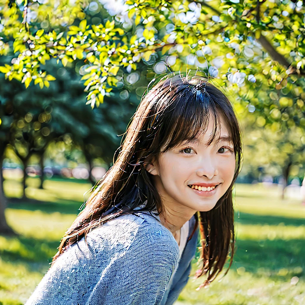 Smile,beautiful sunshine girl,Park Background