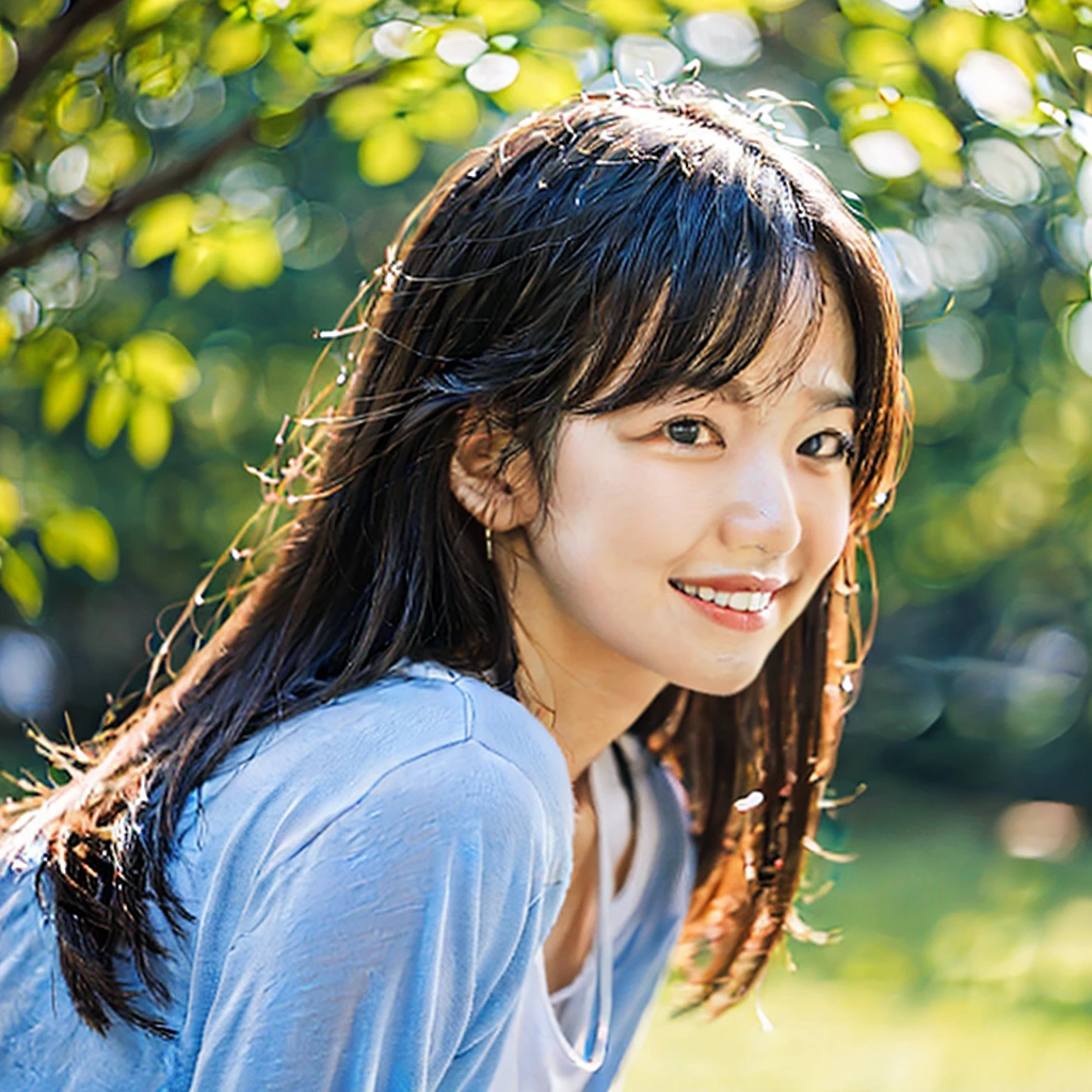 Smile,beautiful sunshine girl,Park Background