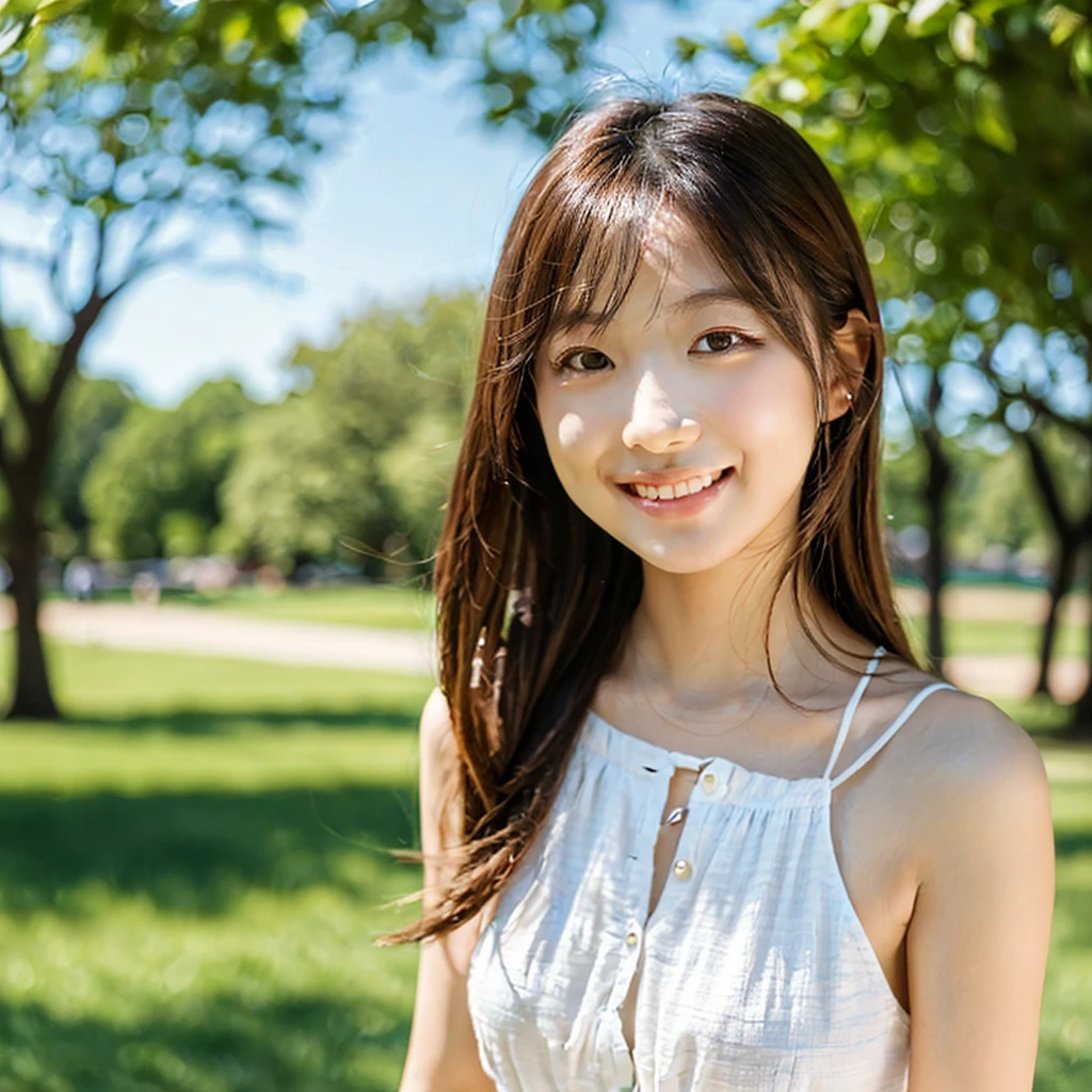 Smile,beautiful sunshine girl,Park Background