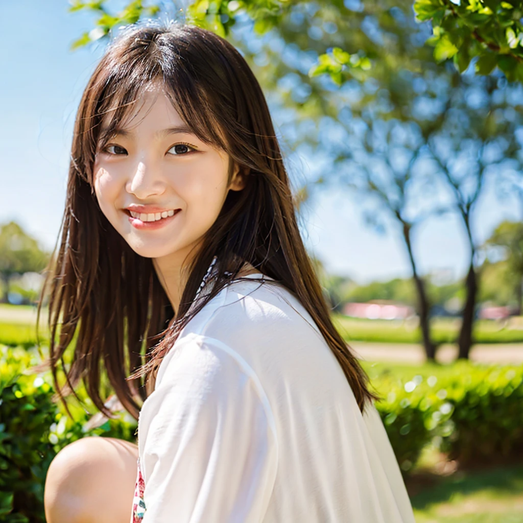 Smile,beautiful sunshine girl,Park Background