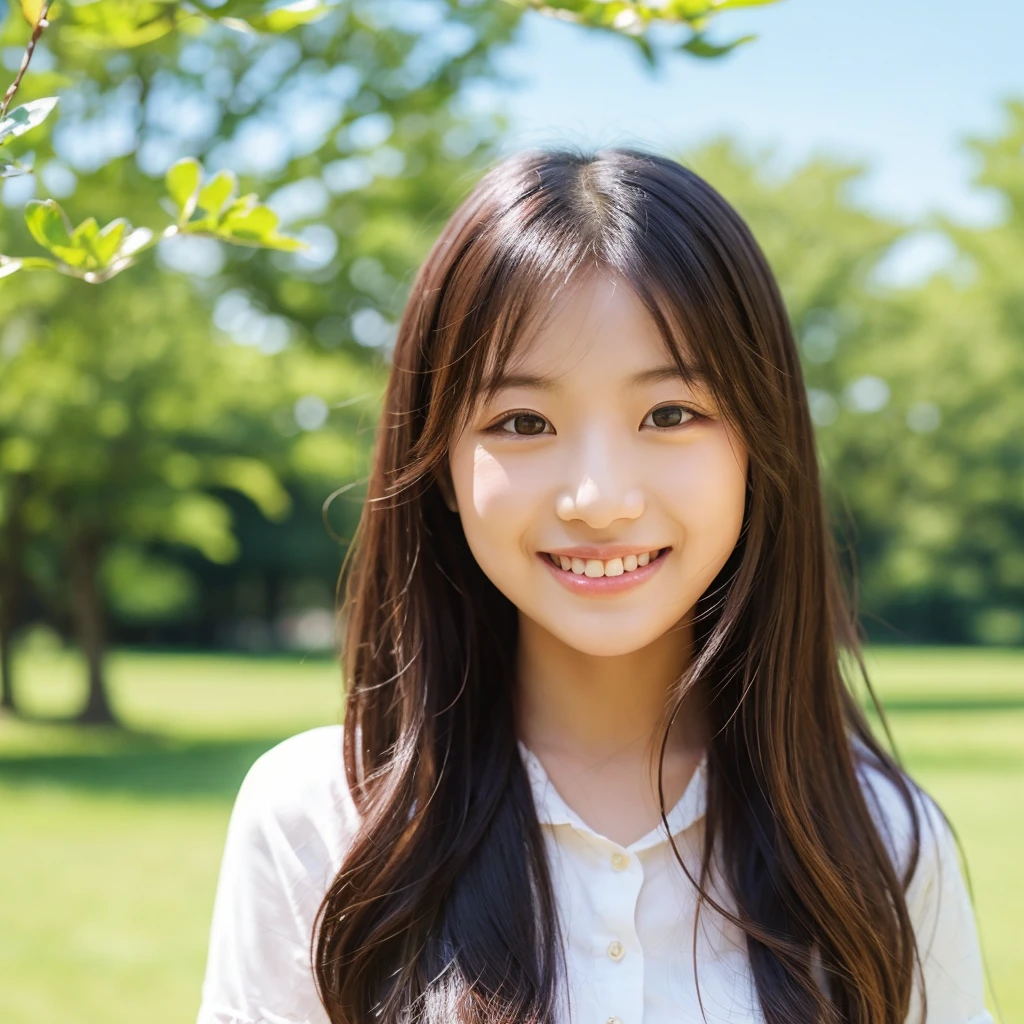 Smile，beautiful sunshine girl，Park Background