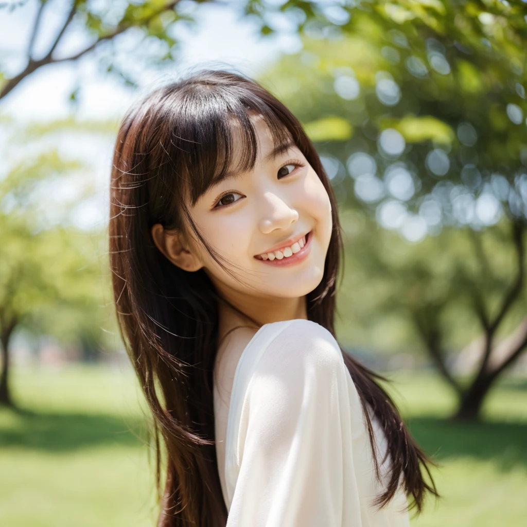 Smile,beautiful sunshine girl,Park Background