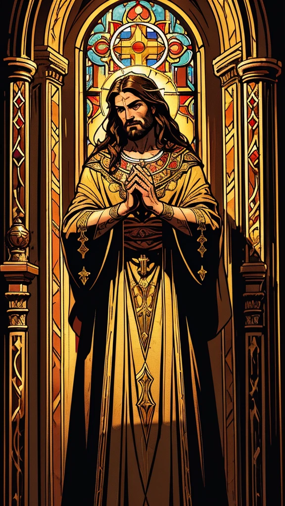 intricate detailed portrait of jesus christ, standing with his disciples, ornate religious scene, high renaissance style, dramatic lighting, rich colors, chiaroscuro, impasto painting technique, masterpiece, best quality, 8k, hyperrealistic, photorealistic, volumetric lighting, dramatic shadows, glowing religious aura, divine presence, reverent atmosphere, classical religious art, sacred geometry, detailed religious iconography, elaborate religious robes and vestments, biblical historical scene, cinematic composition, dynamic pose, thoughtful expression, penetrating gaze, emotive spiritual energy, masterful brushwork, luminous skin tones, vibrant jewel-toned palette, ornate architectural background, grand cathedral interior, stained glass windows, heavenly light, religious iconography, spiritual enlightenment