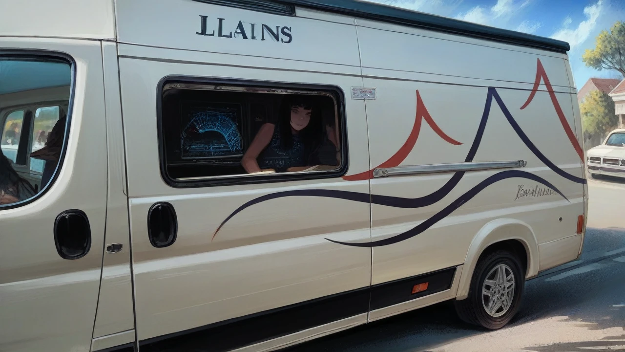 a van with the words "Julia's Baps" written in big black letters on the side, highly detailed, 4k, photorealistic, dramatic lighting, studio lighting, ultra-detailed, vibrant colors, glossy finish, pristine condition