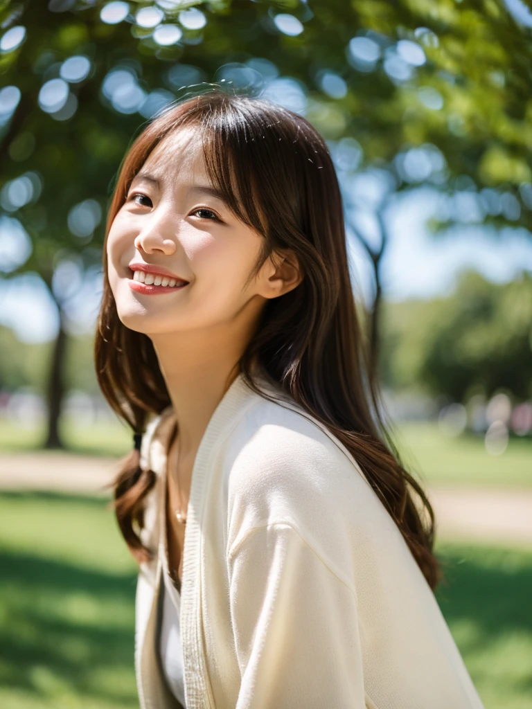 Smile,beautiful sunshine girl,Park Background