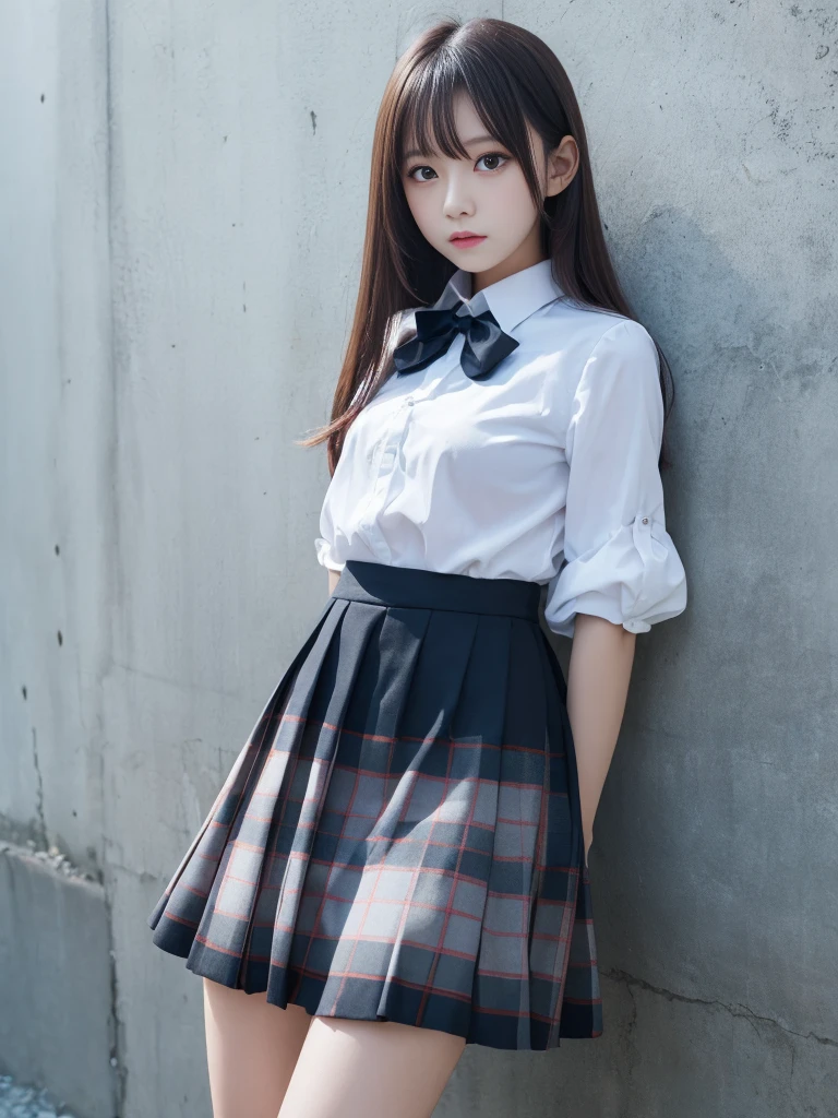 RAW Photos, Highest quality, High resolution, Very detailed、 8K image quality,、16 years old、Anime Style、Checked Skirt、Skirt Lift