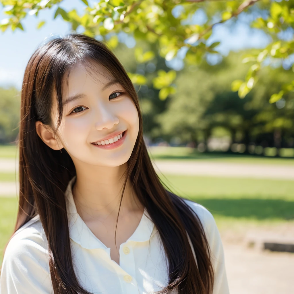 Smile,beautiful sunshine girl,Park Background