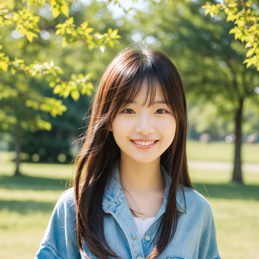 Smile,beautiful sunshine girl,Park Background