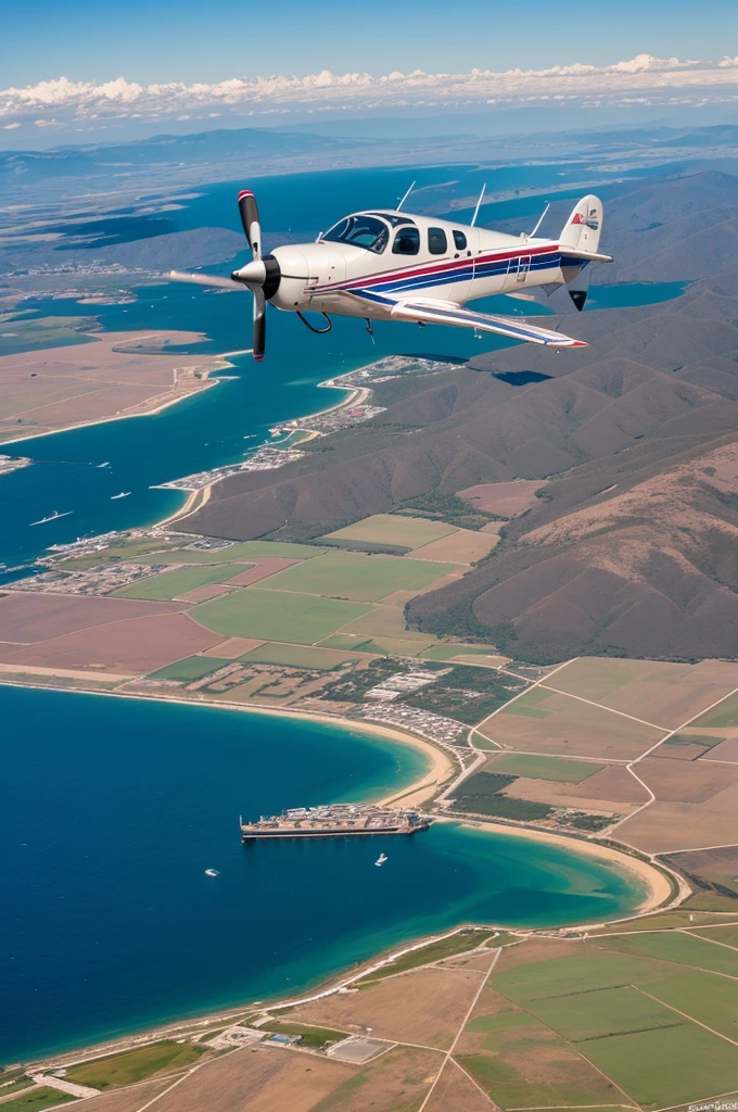 Imagen de in piper pa 28 con fondo desertico para una escuela de vuelo y calidad abstracta