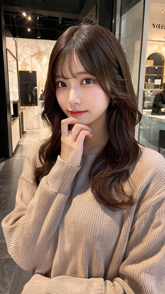 Highest quality、Tabletop、solo、small 、Natural look、Brown haired、Long sleeve sweatshirt、camisole、Very attractive、Ultra-high resolution、Surreal、High definition、Golden Ratio、Golden Ratio、Golden Ratio、beauty、beauty、beauty、Huge breasts