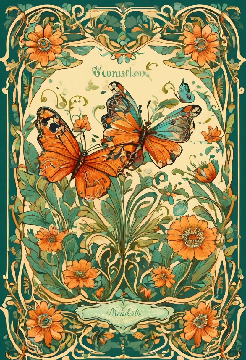illustration of a book with a floral border, vector art by Maksimilijan Vanka, behance contest winner, art nouveau, butterfly, illustrated in whimsical style, harmony of butterfly, butterflies and worms, beautifully illustrated, adobe illustrator art, fabulous illustrations, flowers and butterflies, vector illustration, illustrations, highly detailed illustration, detailed illustrations, a beautiful artwork illustration