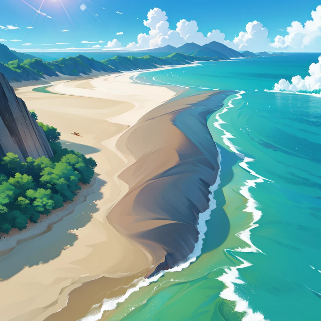 Praia, mar se dividindo em dois, imagem 4k HD de melhro qualidade
