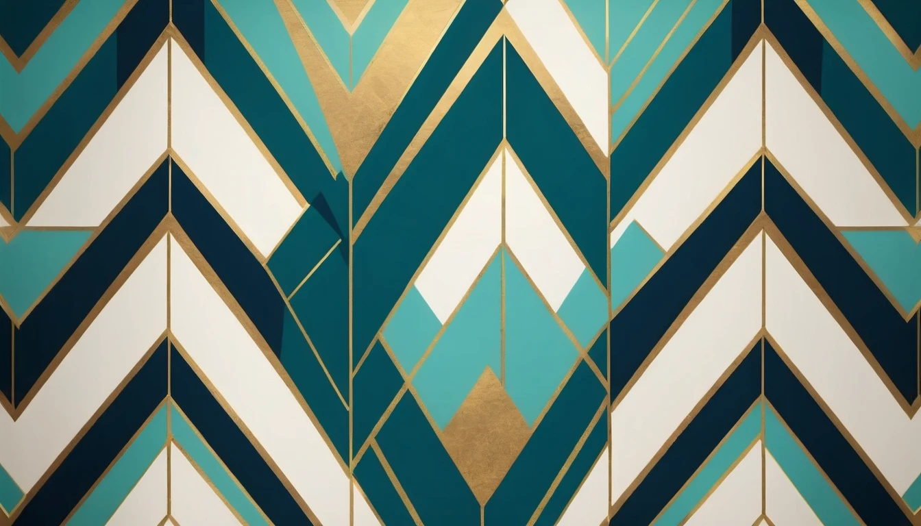 Create a backdrop with a symmetrical zigzag pattern inspired by Art Deco design, with a contrasting yet elegant color combination, creating an attractive and classy impression. 4k, uhd