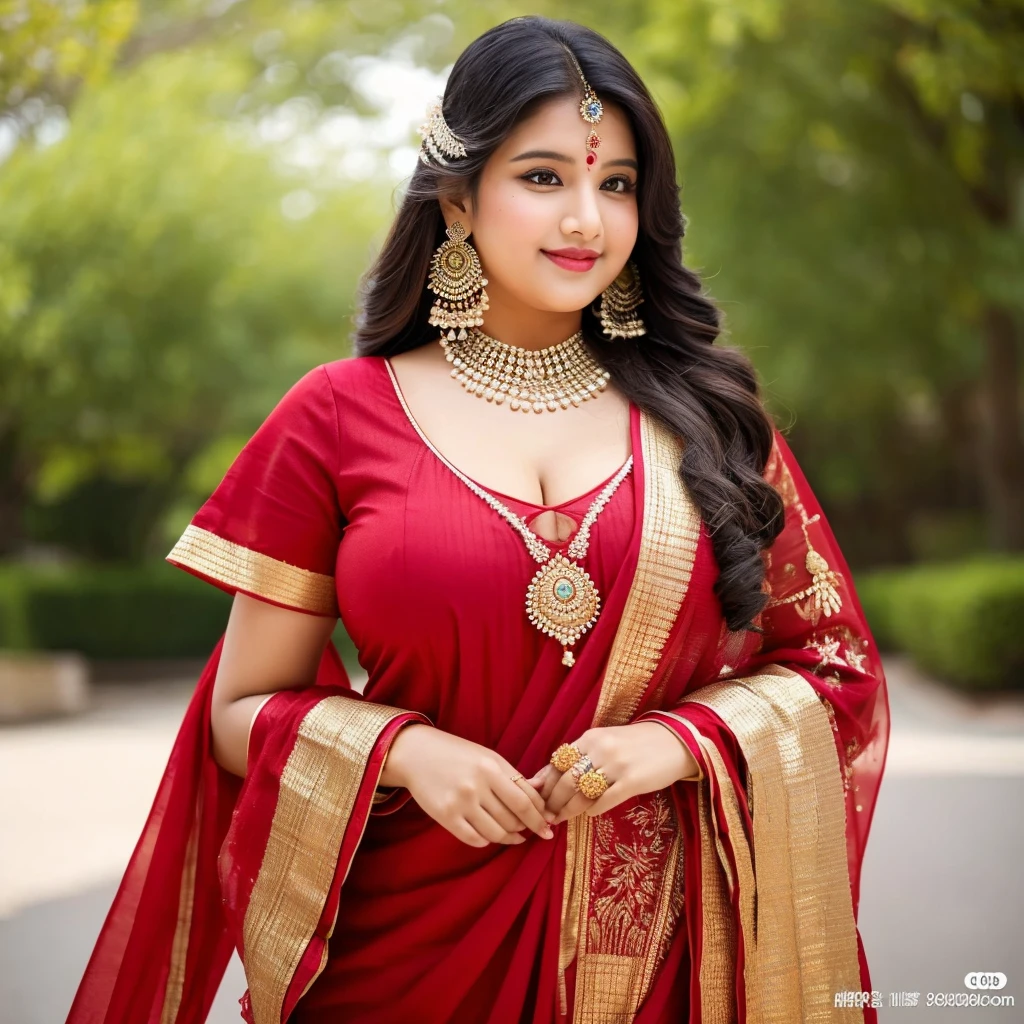 Plus size model indian girl, traditional dress, sexy style, good detail, fully body,