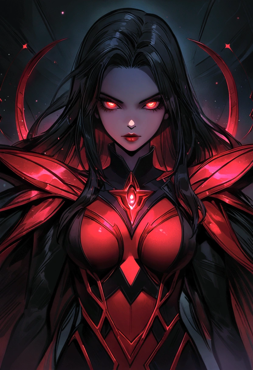 Character Scarlett witch from marvel universe, dark ness, Glowing scarlet eyes, , Very dark colors, Dark-light particles, Mshiff, Wallpaper Art, UHD wallpaper
