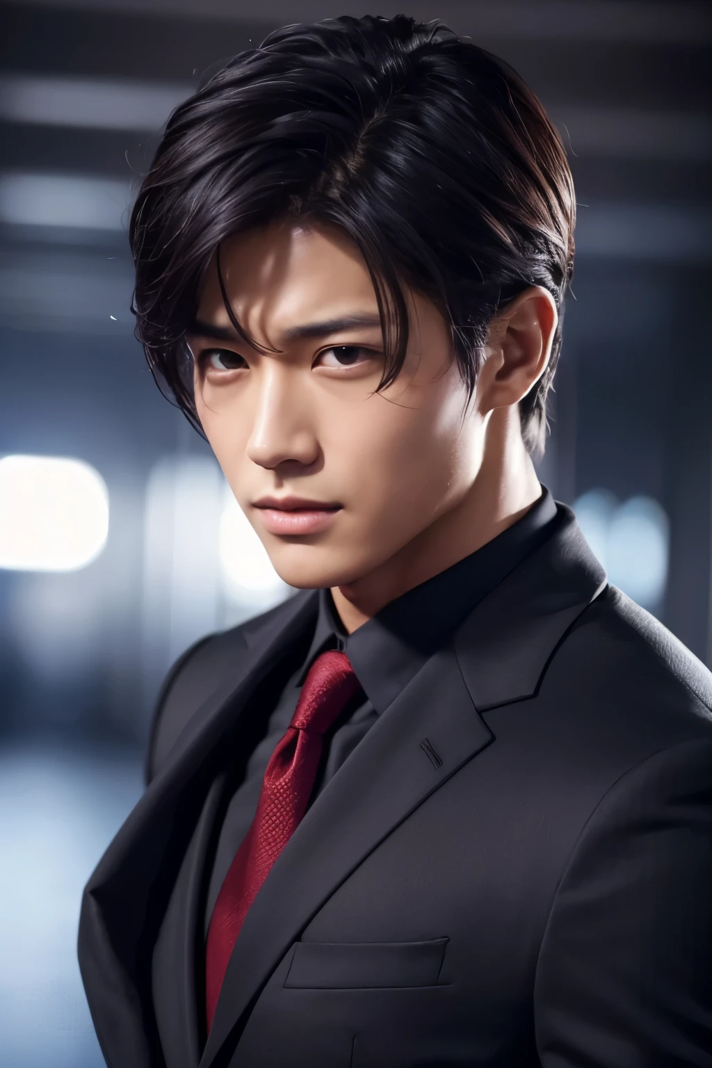 LDH,suit,cool,Transcendent Handsome Man,Beautiful face in every detail,vocal,Black Hair,Red Eye,Muscular