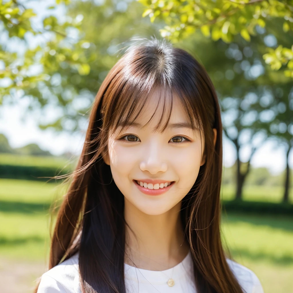 Smile，beautiful sunshine girl，Park Background