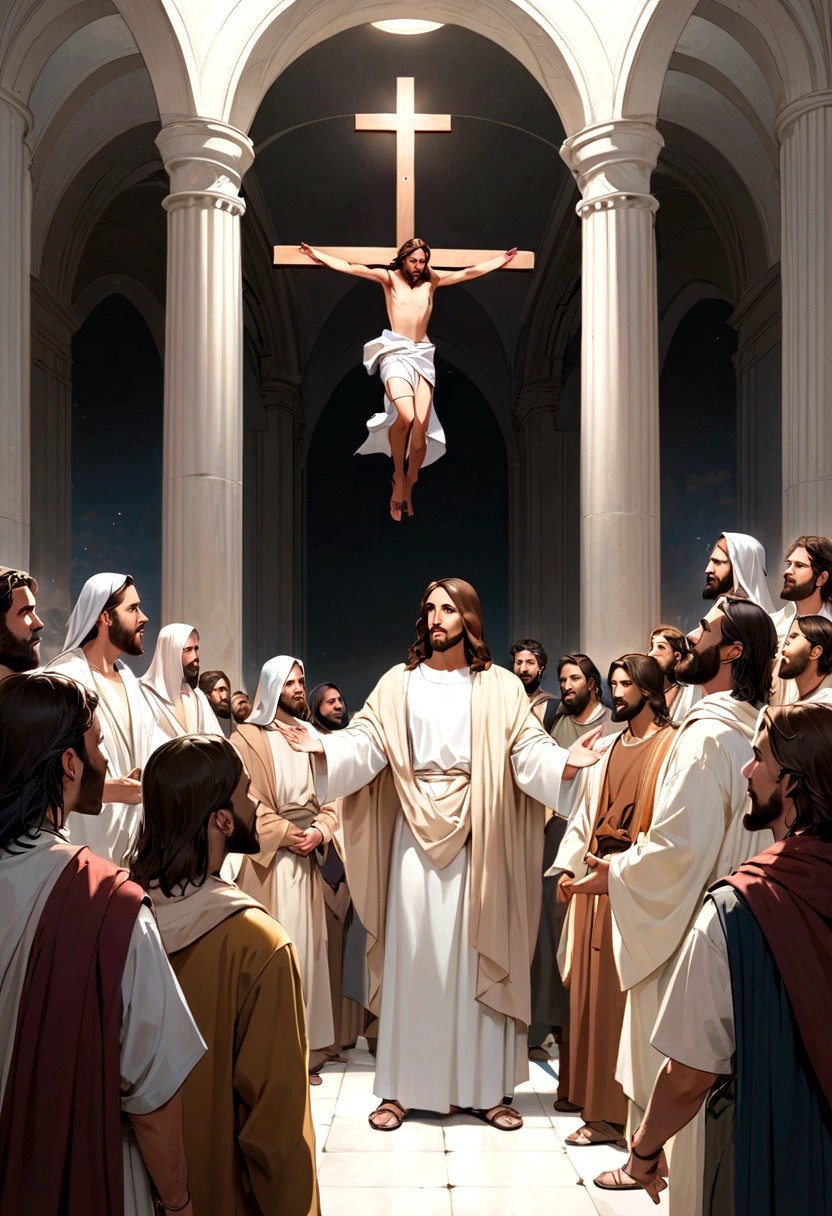 Jesus talking to his disciples
