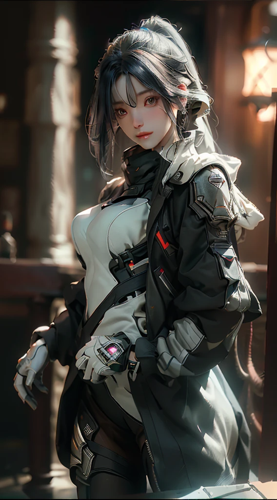 ((Best quality)), ((masterpiece)), (detailed:1.4), 3D, an image of a beautiful cyberpunk female,HDR (High Dynamic Range),Ray Tracing,NVIDIA RTX,Super-Resolution,Unreal 5,Subsurface scattering,PBR Texturing,Post-processing,Anisotropic Filtering,Depth-of-field,Maximum clarity and sharpness,Multi-layered textures,Albedo and Specular maps,Surface shading,Accurate simulation of light-material interaction,Perfect proportions,Octane Render,Two-tone lighting,Wide aperture,Low ISO,White balance,Rule of thirds,8K RAW,