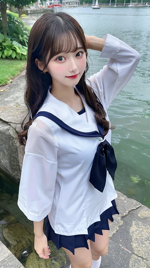 Sailor suit, Wet, girl, Exquisite, wallpaper, 8k, cute, Exquisite