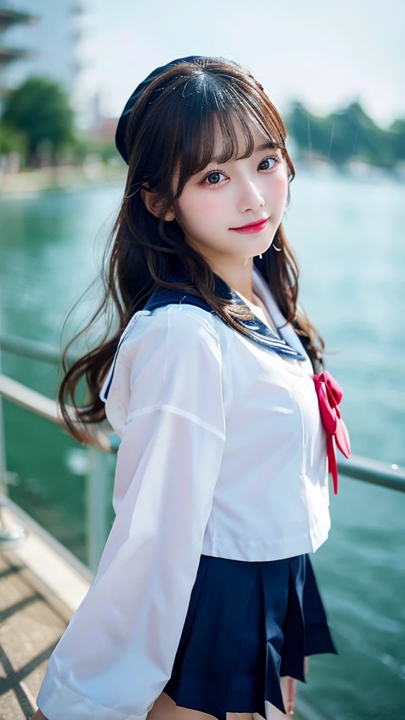 Sailor suit, Wet, girl, Exquisite, wallpaper, 8k, cute, Exquisite