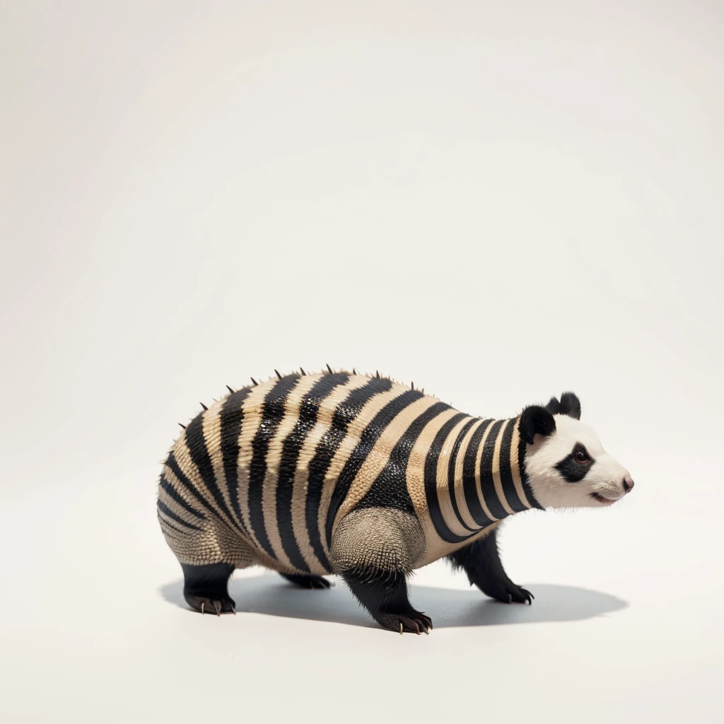 Small Animals, panda mixed with Armadillo, has beard, fat,Grassroots, no background