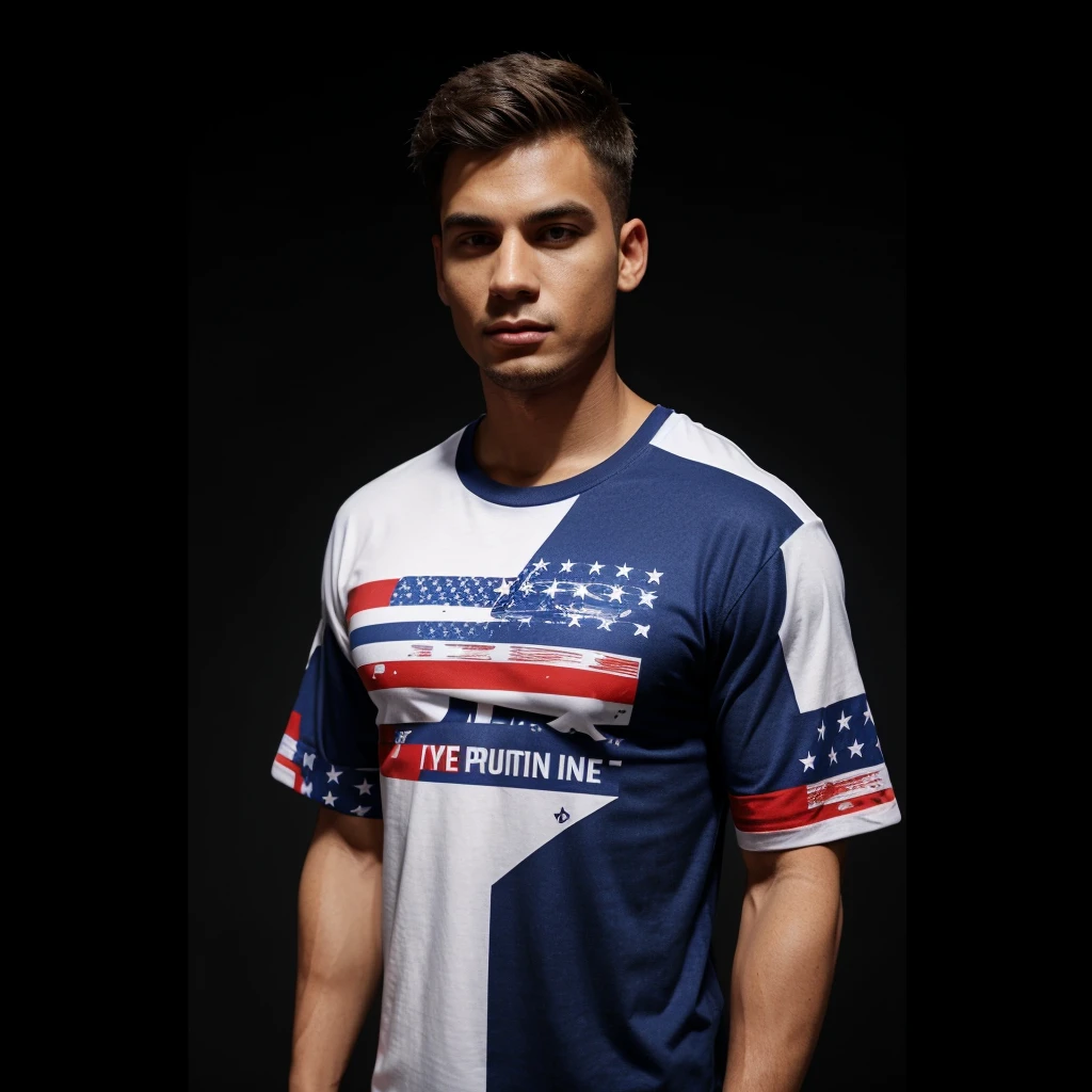 Your task is to generate a ,usa-style,hiphopfashion,t-shirt,Imagine a high-end t-shirt that with modern trends. like perfect fabric,and dwon shoulder,for mens,crazy Printing,hafe sleeve,
