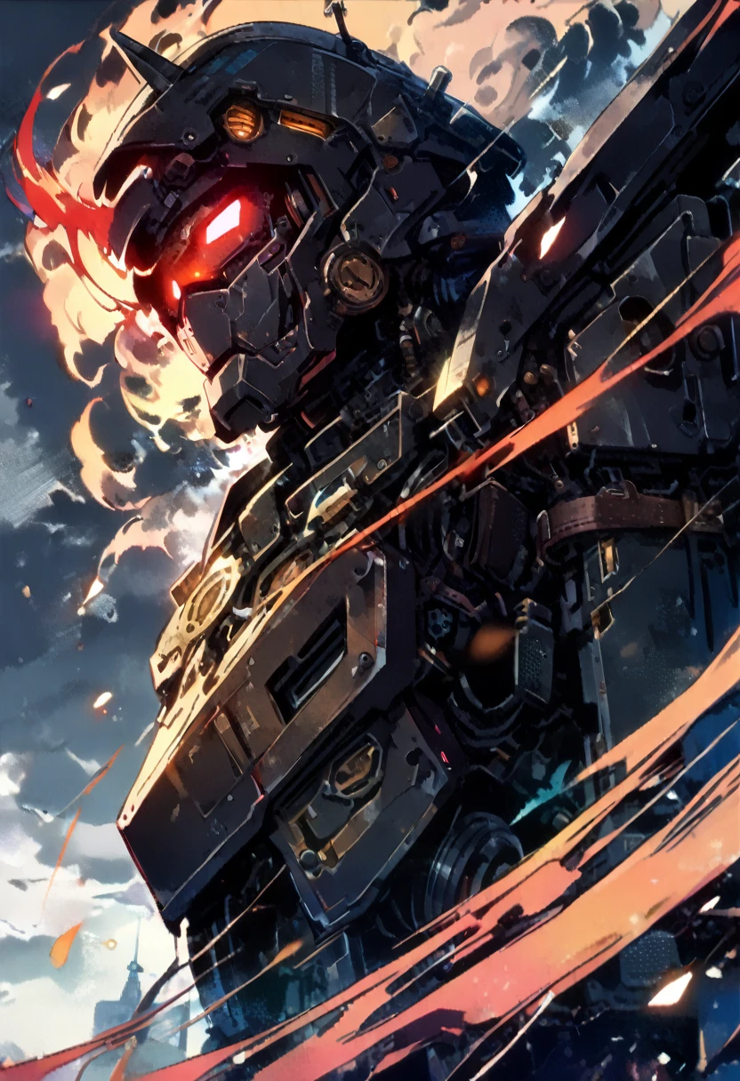a cyberpunk pirate robot with glowing golden eyes, (Single eye patch:1.3), highly detailed mechanical body, intricate metal armor, leather outfit, steampunk accessories, dramatic lighting, moody dark background, hyper detailed, 8k, photorealistic, cinematic, dramatic lighting, dynamic pose
