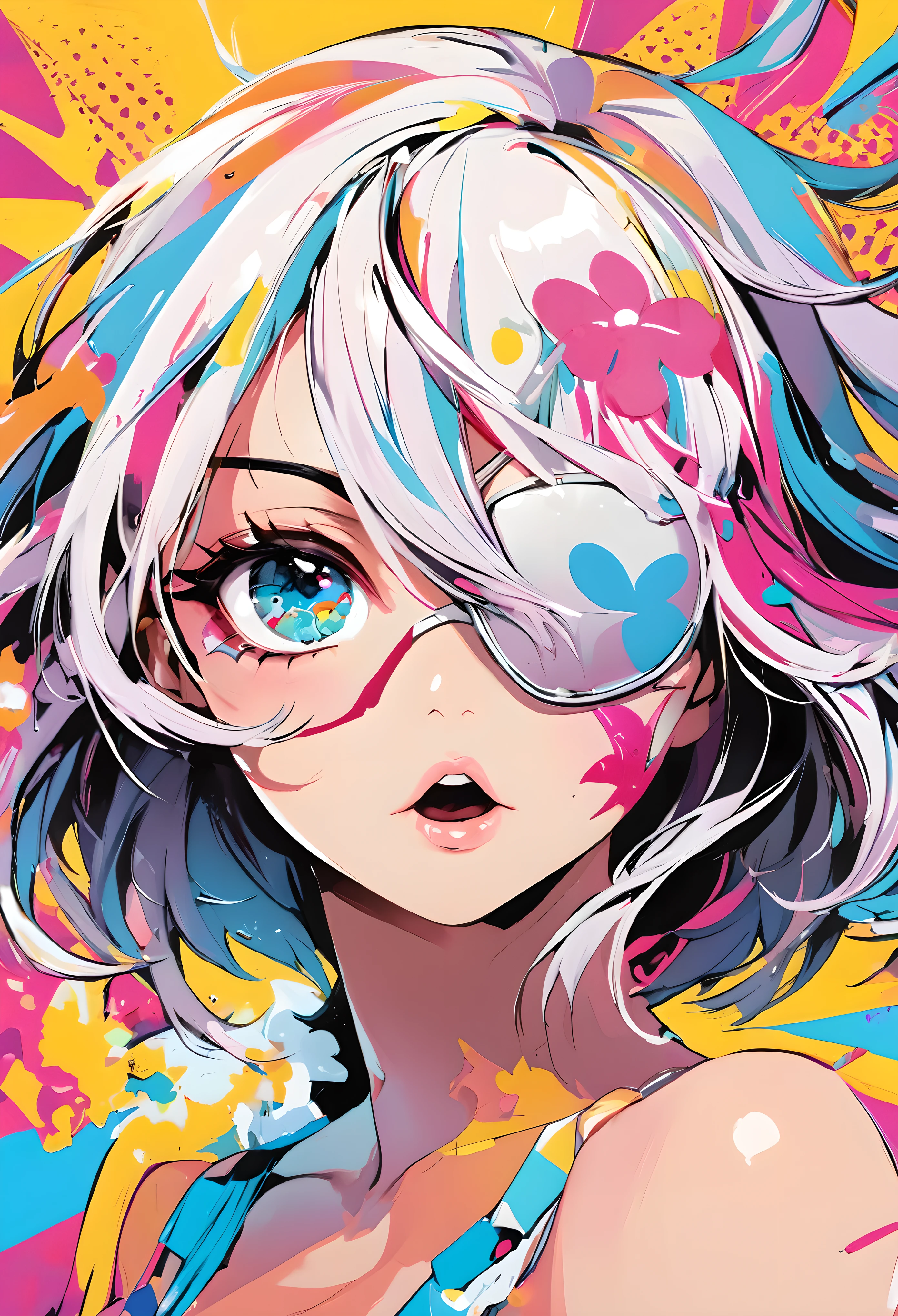 Pop Art, Eyepatch Art, cute, sexy, cool, passion, dynamic, BREAK: Creating fascinating works of art from tiny eye patches, Aesthetic depiction using various techniques, 
