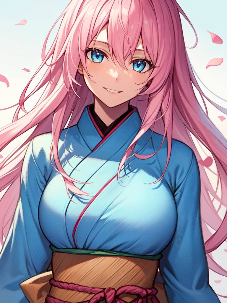 ((spiked hair)), ((long hair)), ((light pink hair)), ((light blue eyes)), ((cheerful expression)), (shinobi clothing)), ((light skin)), ((flowers)), ((complementary colors)), ((mature female)), 1girl, beautifully drawn, high resolution illustration, best quality, High definition, ((detailed anime sketch)), Masterpiece, (solo), absurdres, portrait, ((upper body)), detailed background, fine detail, female focus, HDR,