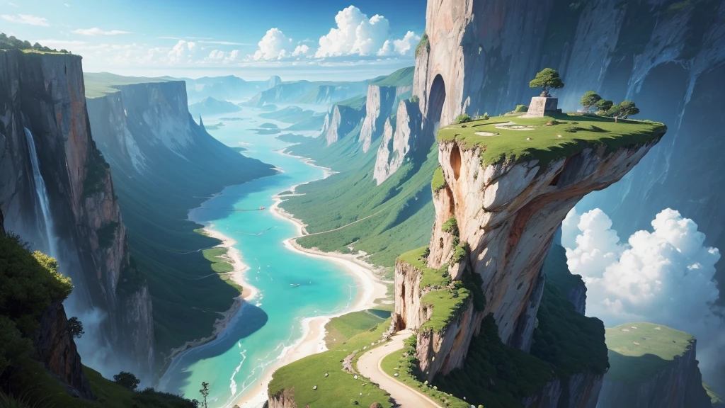 a close up of a tree on a cliff with a sky background, flying island in the sky, floating and flying island, an island floating in the air, floating island in the sky, flying island, floating mountains, island floating in the sky, anime nature, amazing wallpaper, epic matte painting of an island, made of tree and fantasy valley, floating island