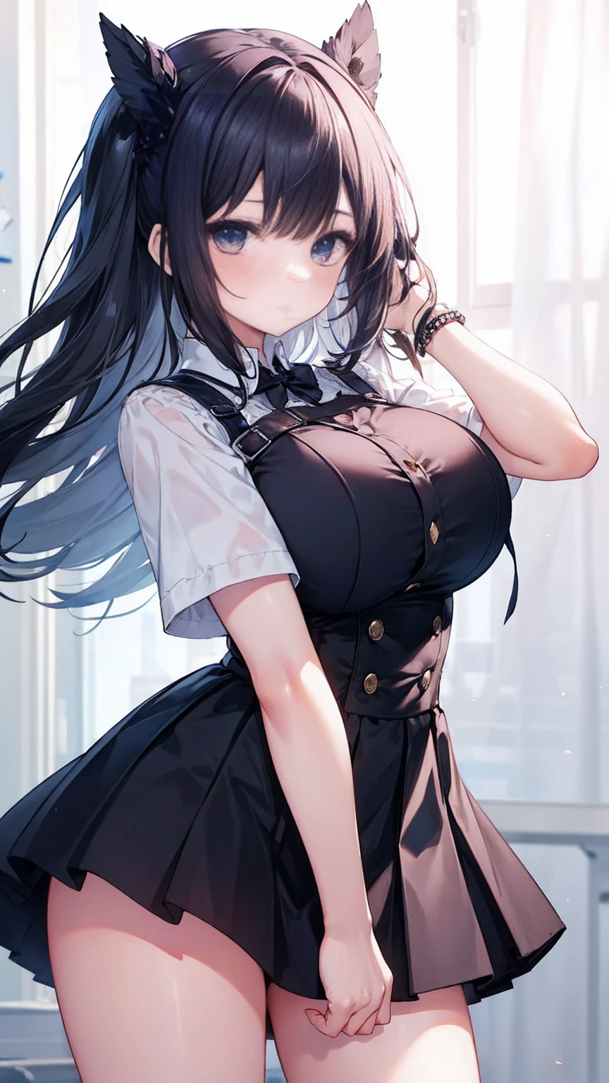 The best super busty、high school girl、Black Hair、Cleavage、mini skirt、Thighs、high resolution、Ultra HD、Knee socks、Absolute area、train、seat、Armpit