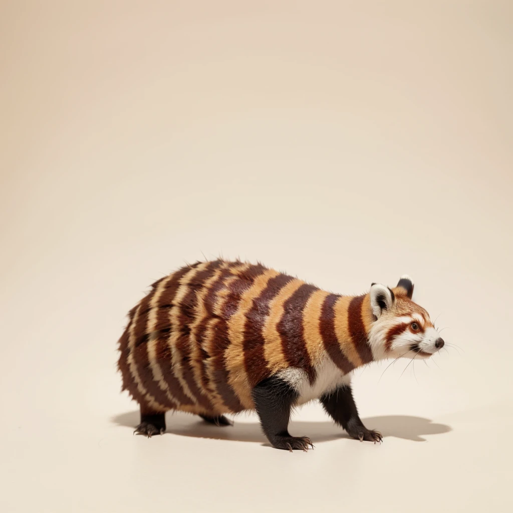 Small Animals, red panda mixed with Armadillo, has beard, fat,Grassroots, no background