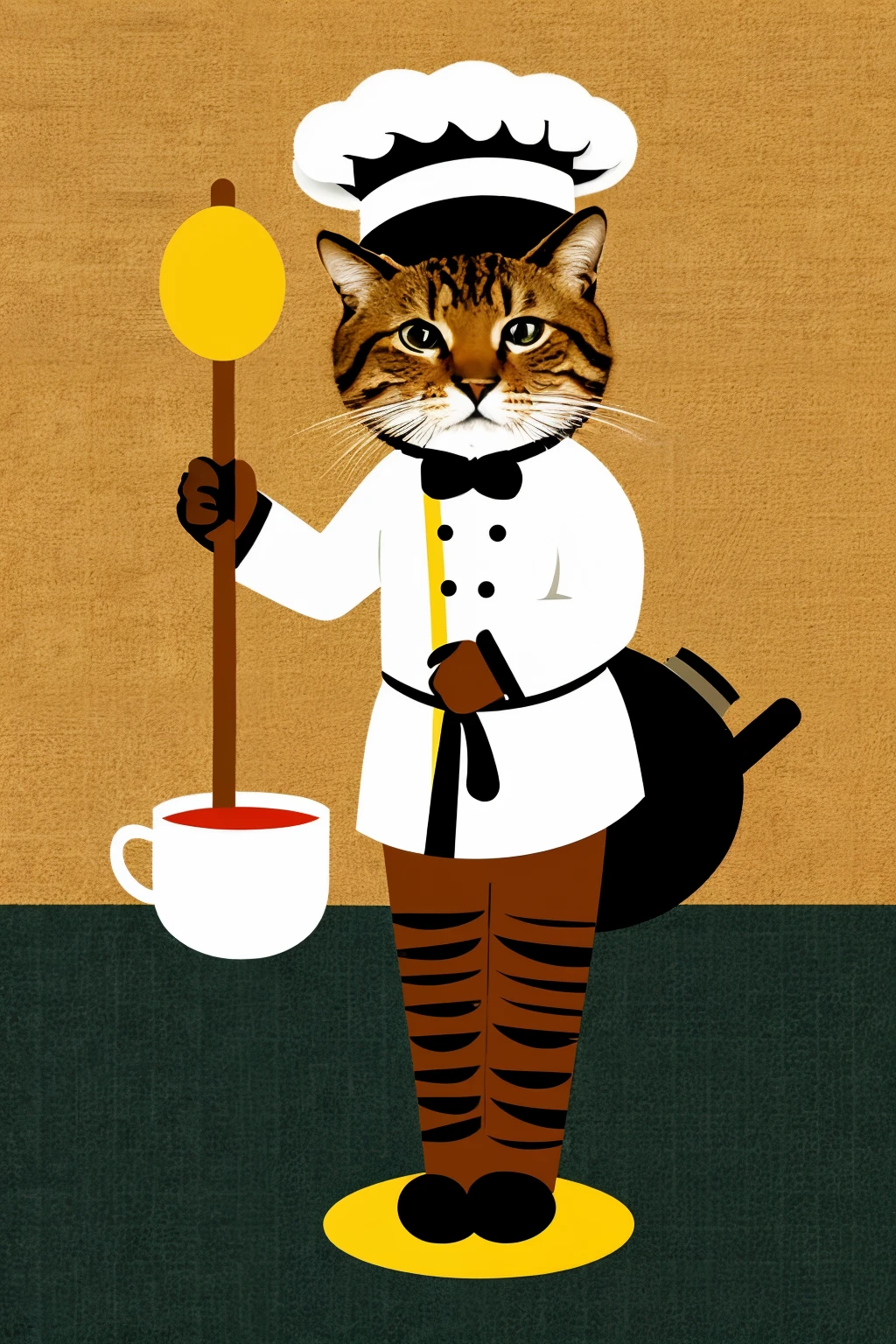((mejor calidad)), ((Obra maestra)), (detallado), un logo, circular, dentro un gato con sombrero de chef, on one of its legs the flag of Ecuador and on the other a ladle