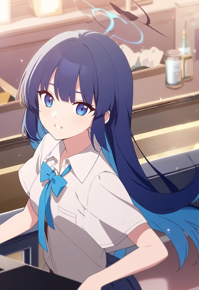Anime girl beautiful blue hair