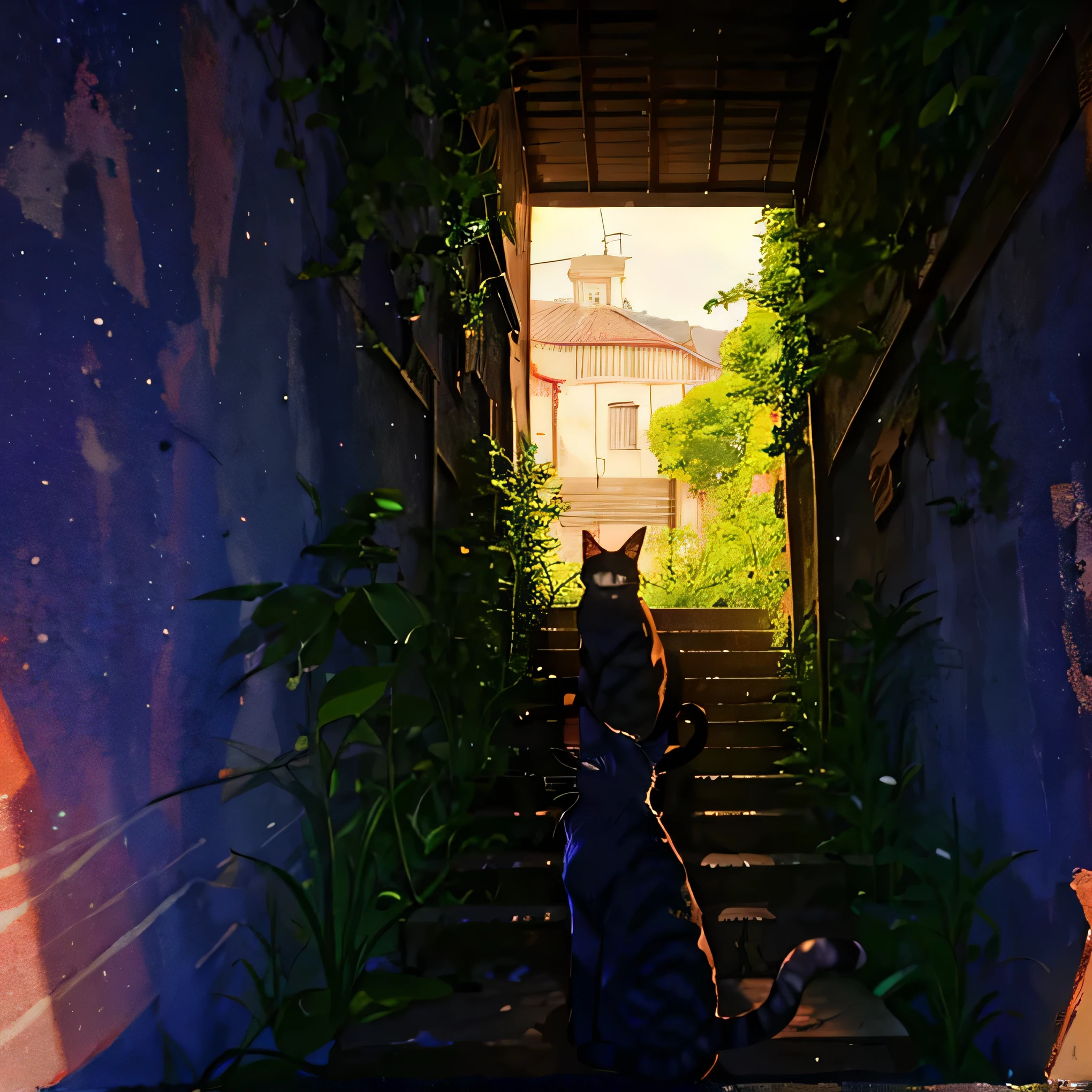 Jiufen,Lots of Cats,Cat,Without humans,Nostalgic atmosphere,Vibrant colors,View from above,highest quality,high resolution,distinct,fine