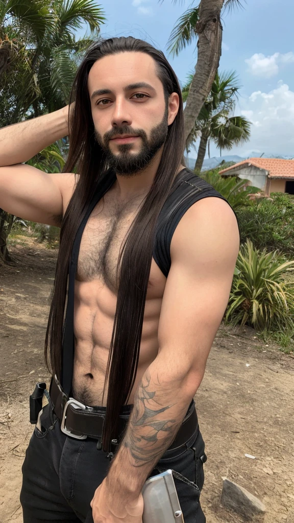 Garoto metaleiro com cabelo longo