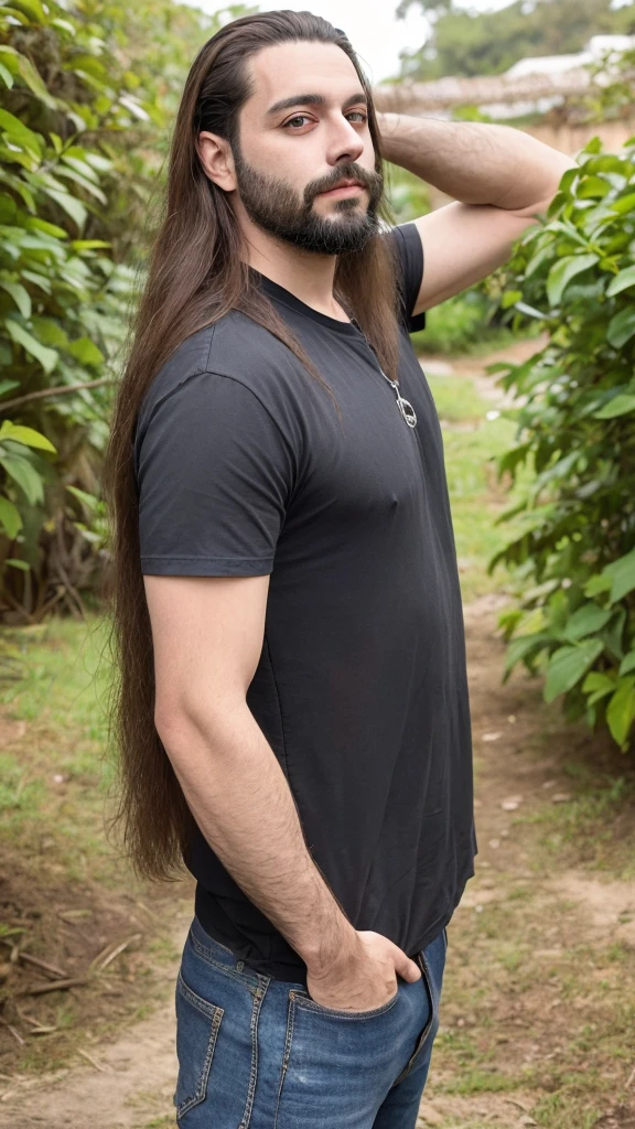 Garoto metaleiro com cabelo longo