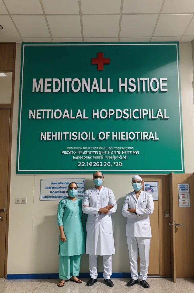 Create a illusion that a hospital name with "National Orthopedic hospital" wishing "Eid UL Azha"  by physiotherapy department. 