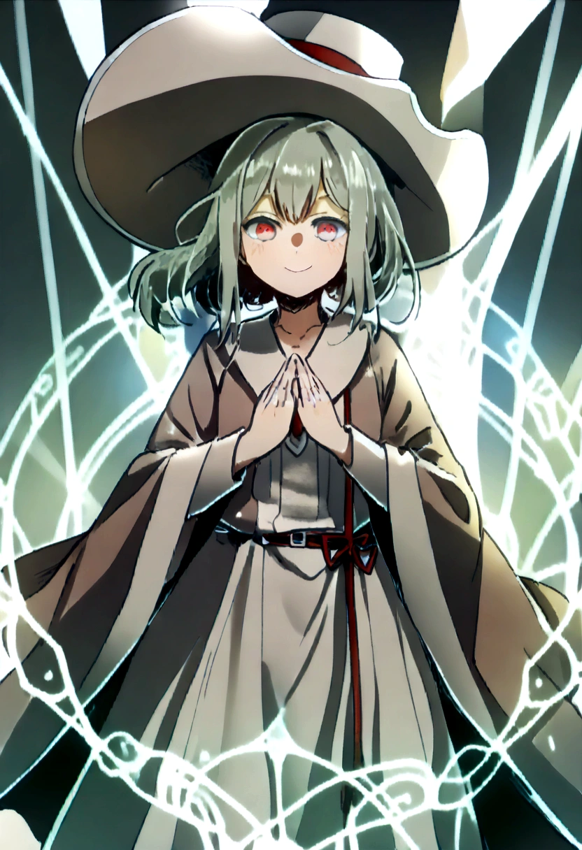 estilo anime, anime, ((mago)), ((Robes and magician hat)), garoto,, ((bruxo masculino)), 1st grade, parte mestre, absurdos, detalhes finos, hdr, sozinho, parte superior do corpo, charming expression, ((pele clara)), Magical runes around you, magic circle on green background,