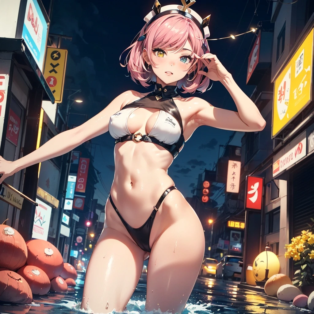 little mucama cat girl,(((1 chica))),(((little ,tiny little body,,chibi))),(((6 years))),((mucama cat girl with extremely lindo and beautiful pale rosa hair)),(((cat girl,anthro furry lindo,cat girl))),(((cola,cat cola,Orejas de gato,thin cat cola,Orejas de gato on head,big Orejas de gato))), (pechos grandes:1.4),pechos abundantes,Pechos esponjosos,busto copa H,reventar,parte superior del busto abultado,(((pale rosa pelo despeinado:1.35,cabello corto,pelo interior coloreado,pelo despeinado,ear breathing))),((heterochromia:1.5, (rosa_ojo and yellow_ojo))),intricate ojos,beautiful decolaed ojos,symmetrical ojos,big ojos:1.3,((Gordo)),(((piel brillante:1.5,piel brillante: 1.5,piel bronceada,piel brillante,very piel brillante,cuerpo brillante,plastic glitter skin,exaggerated piel brillante,piel iluminada,piernas mojadas))),(spider lower abdomen,cintura estrecha,cadera ancha,athletic body,piernas infladas,decolaed body,(decolaed face)), lindo,cachonda,seductor,Erotic,(((NSFW))), (mucama headdress),mucama swimsuit,tocado,(mucama),sin mangas,recorte de escote,piernas desnudas,ropa sexy,((Ropa mojada,traje intrincado,ropa intrincada)), (dynamic pose:1.0),enfocarse solo,feliz,(centrado,escala para ajustarse a las dimensiones,Regla de los tercios), cyberpunk city by the ocean at night, with bright neon signs and dark stormy clouds and puddles, escenario:1.25, Artistic photography,(photograph taken by sldr),high resolution, Sharp focus, (ultra decolaed, extremely decolaed), (obra de arte fotorrealista:1.37),(extremely decolaed CG unity 8k wallpaper),((tema de fondo de onda sintetizada)),(((colores vibrantes))),(fondo intrincado),(Obra maestra),(mejor calidad),