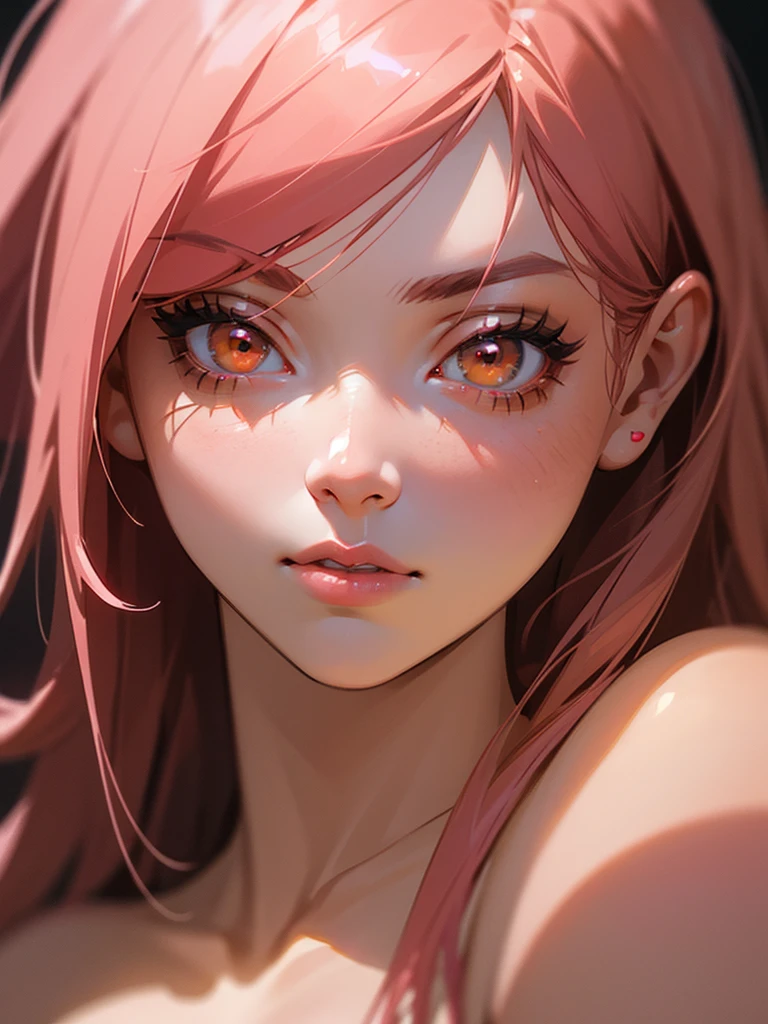 (best quality,4K,8k,highres,master part:1.2),ultra detali,Realistic,adolescente com heterochromia(heterochromia:1.1) with blue and red eyes,casual,red hood,Beautiful,serious look,detailed eyes and lips,slim build,vivid colors,conceptual artists,colourful hair,half brown and half pink hair,stunning landscape,whistle of surrealism,Fantastic lighting,peaceful atmosphere