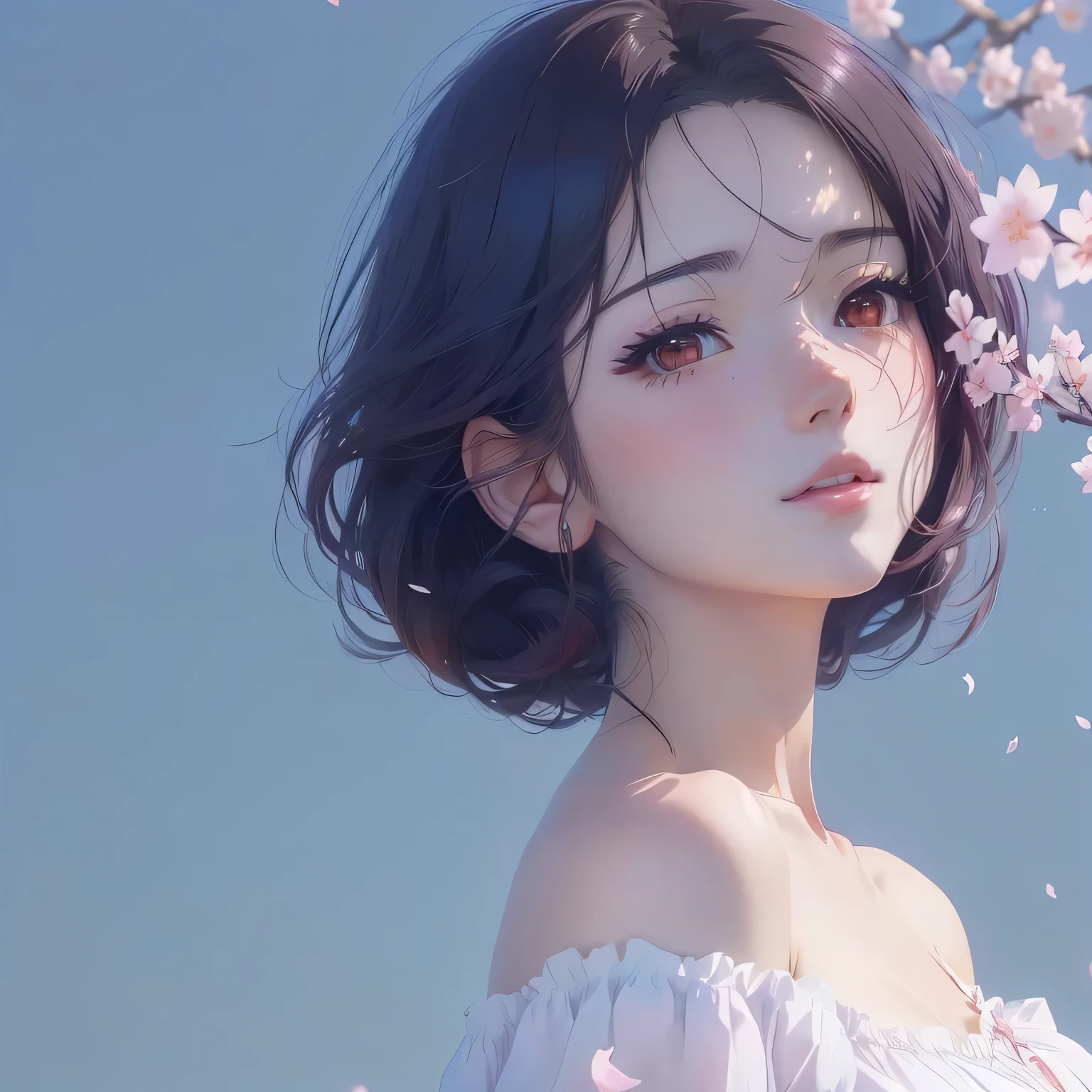 Anime girl with cherry blossoms in her hair, Beautiful anime portrait, artwork in the style of Gu Weiss, Stunning anime face portraits, Anime Girl Profile, Gu Weiss, Beautiful anime face, Beautiful anime girl, Beautiful anime style, Beautiful anime woman, Beautiful anime art style, Beautiful anime, Detailed portrait of anime girl, High-quality anime art style, Portrait Anime Girl