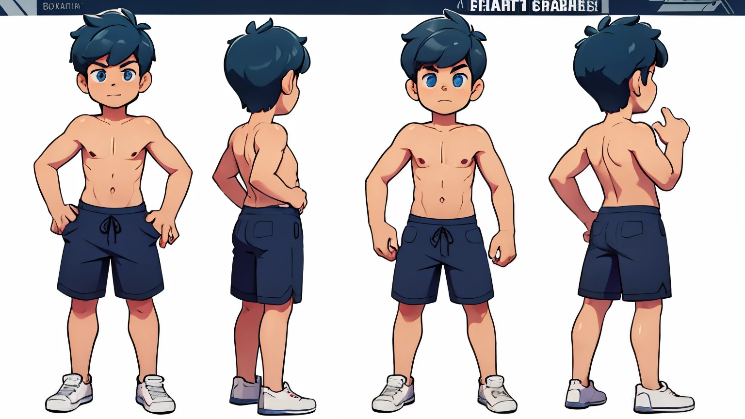 boy, character sheet, different body parts,