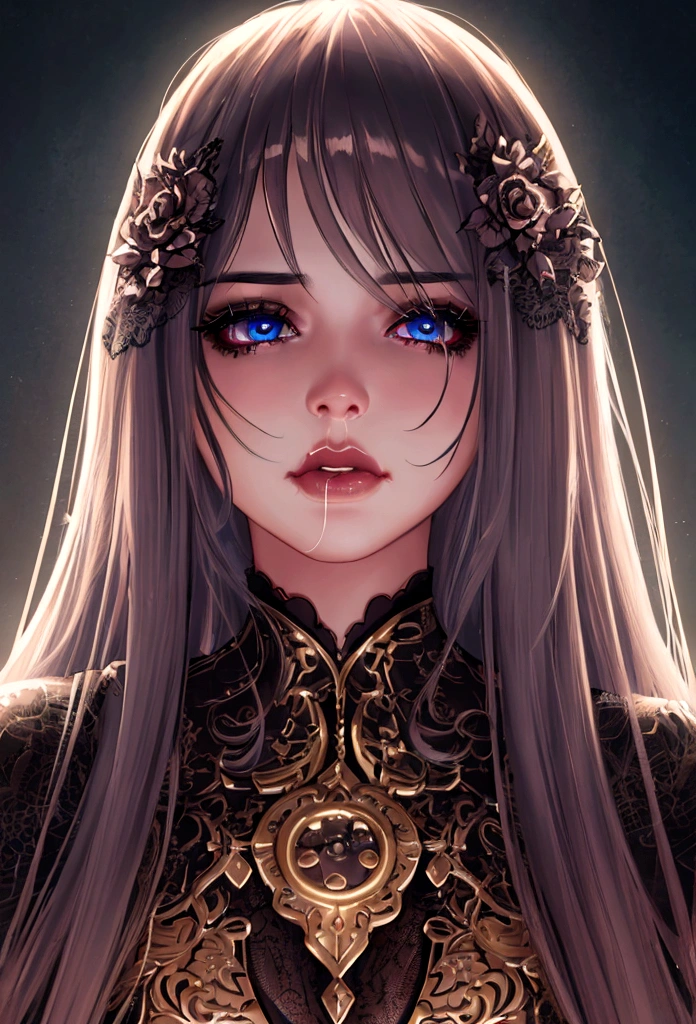 realistic 1girl, detailed face, beautiful detailed eyes, beautiful detailed lips, extremely detailed face, long eyelashes, tea colored hair, vomiting, oral sex, highly detailed, 8k, photorealistic, studio lighting, dramatic lighting, cinematic, vibrant colors, fantasy, dark academia, elegant, intricate details