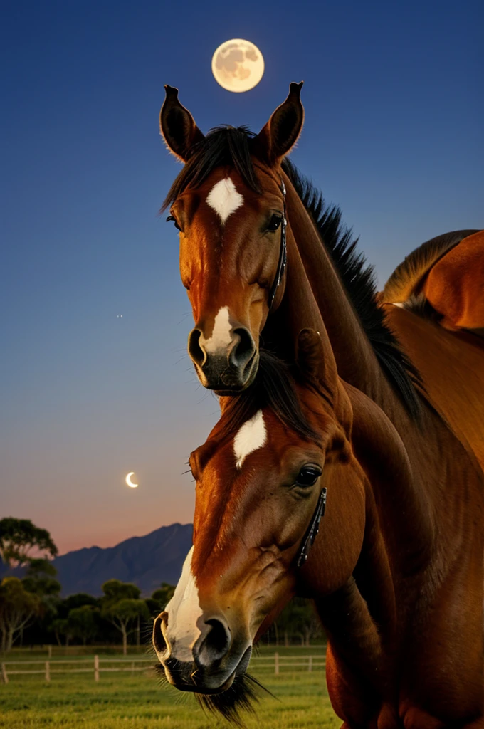 Caballo bajo la luna llena