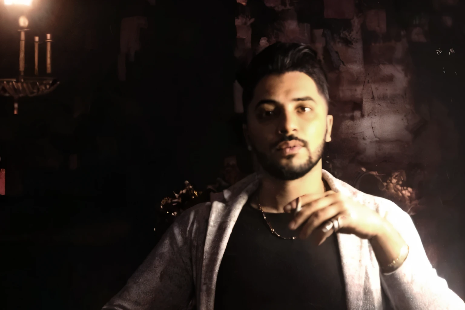Make it look as if he is in a room from the Pharaonic civilization with Pharaonic symbols and drawings of the Pharaohs