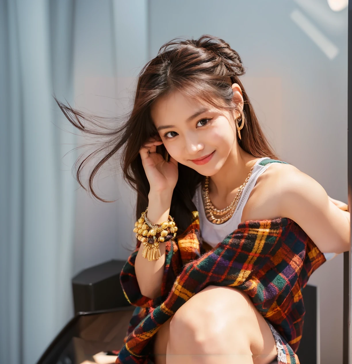 a beautiful woman,Cheerful and confident