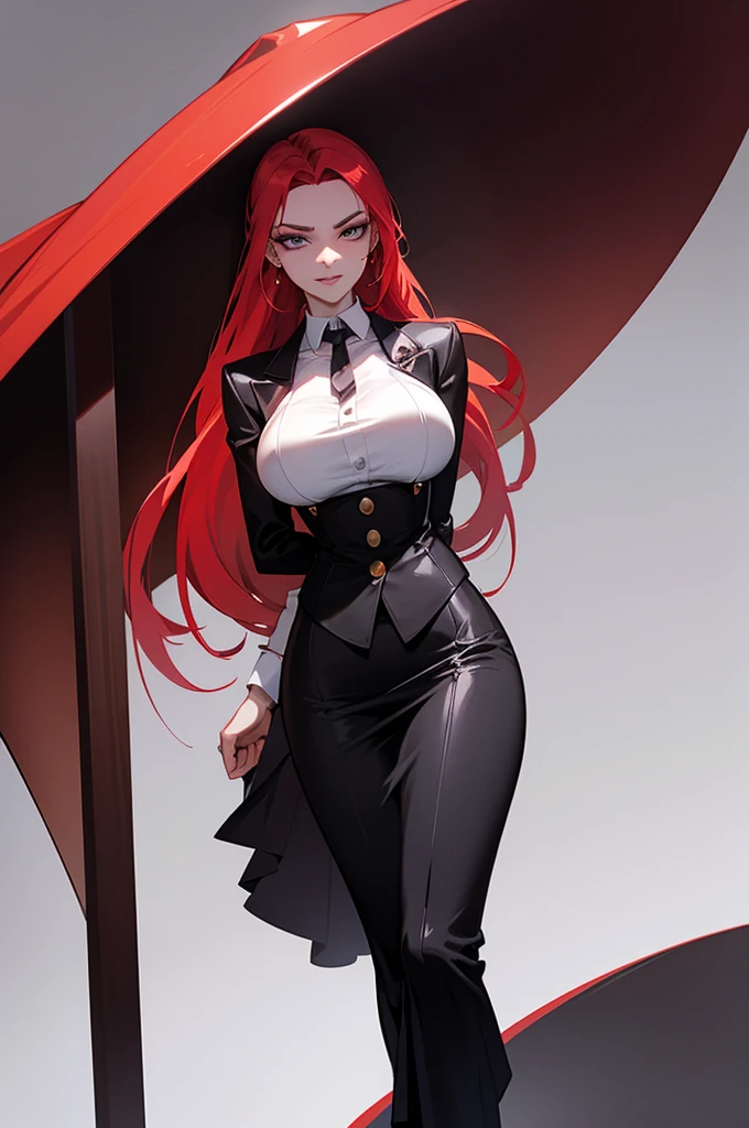 You can create a tall red haired anime girl with a black jacket and full body blood filled pointed teeth