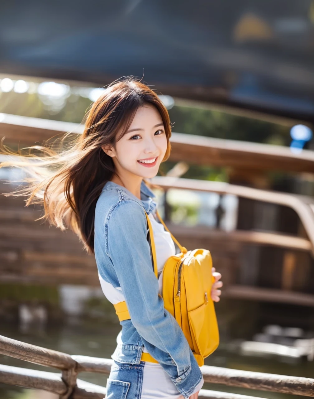 a beautiful woman，Cheerful and confident